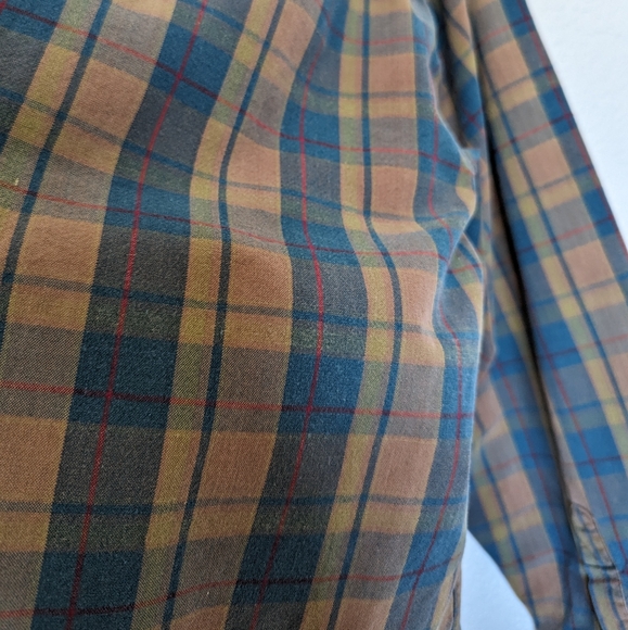 Vintage Gap Flannel Button Up Oversized Blue Tan XL - Picture 6 of 6